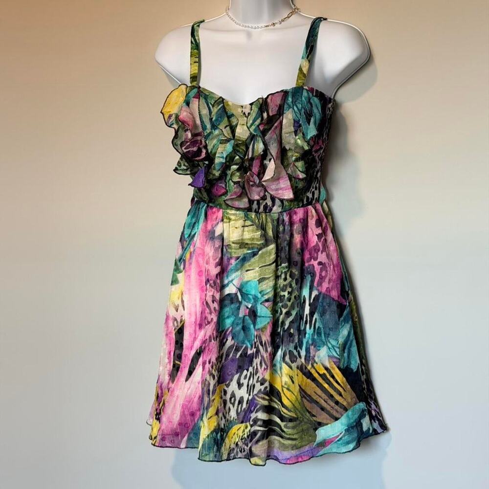 Y2k abstract floral mini dress